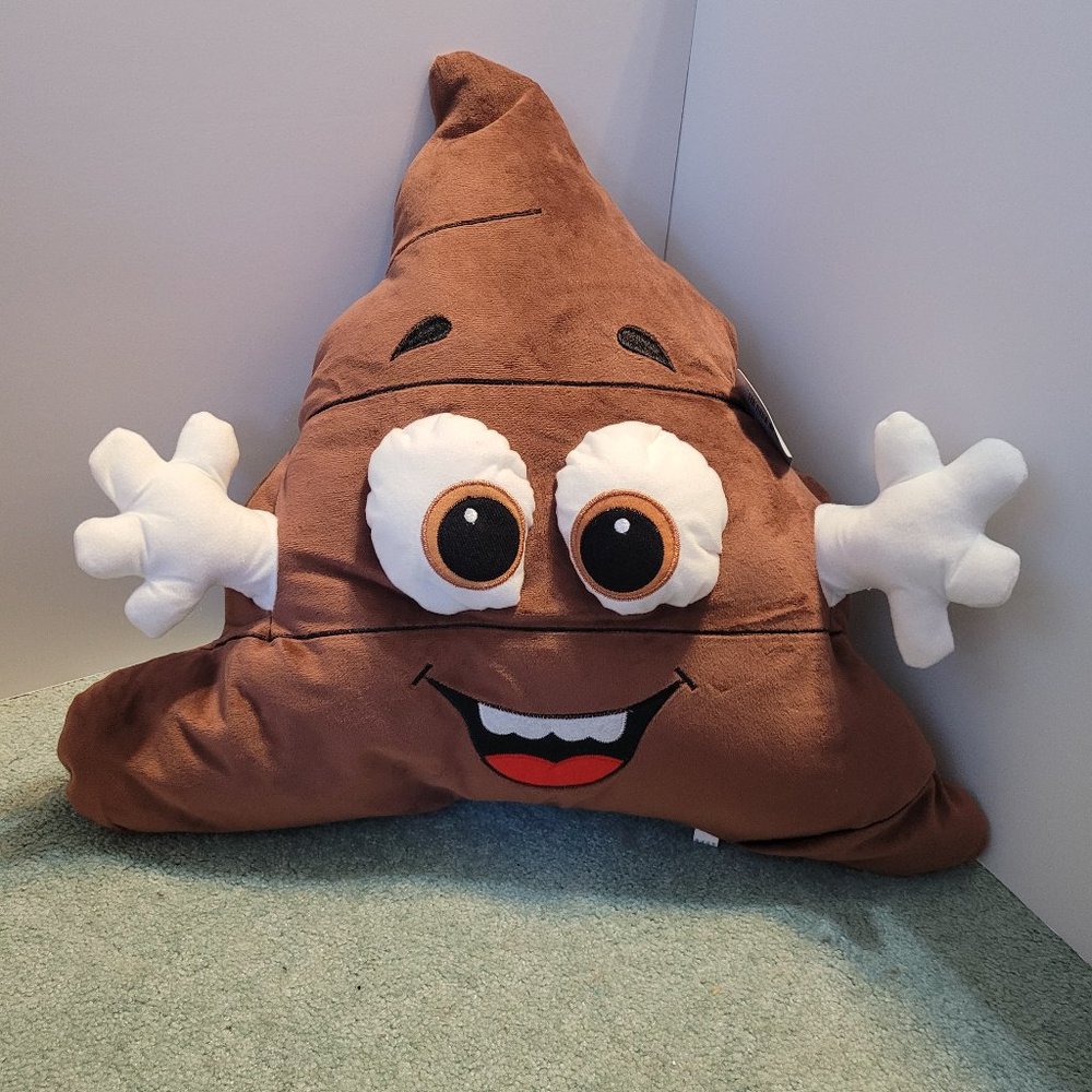 Large Big Smile 20" Pile of Poop Emoji Stuffed Plush Pillow with Arms Goffa